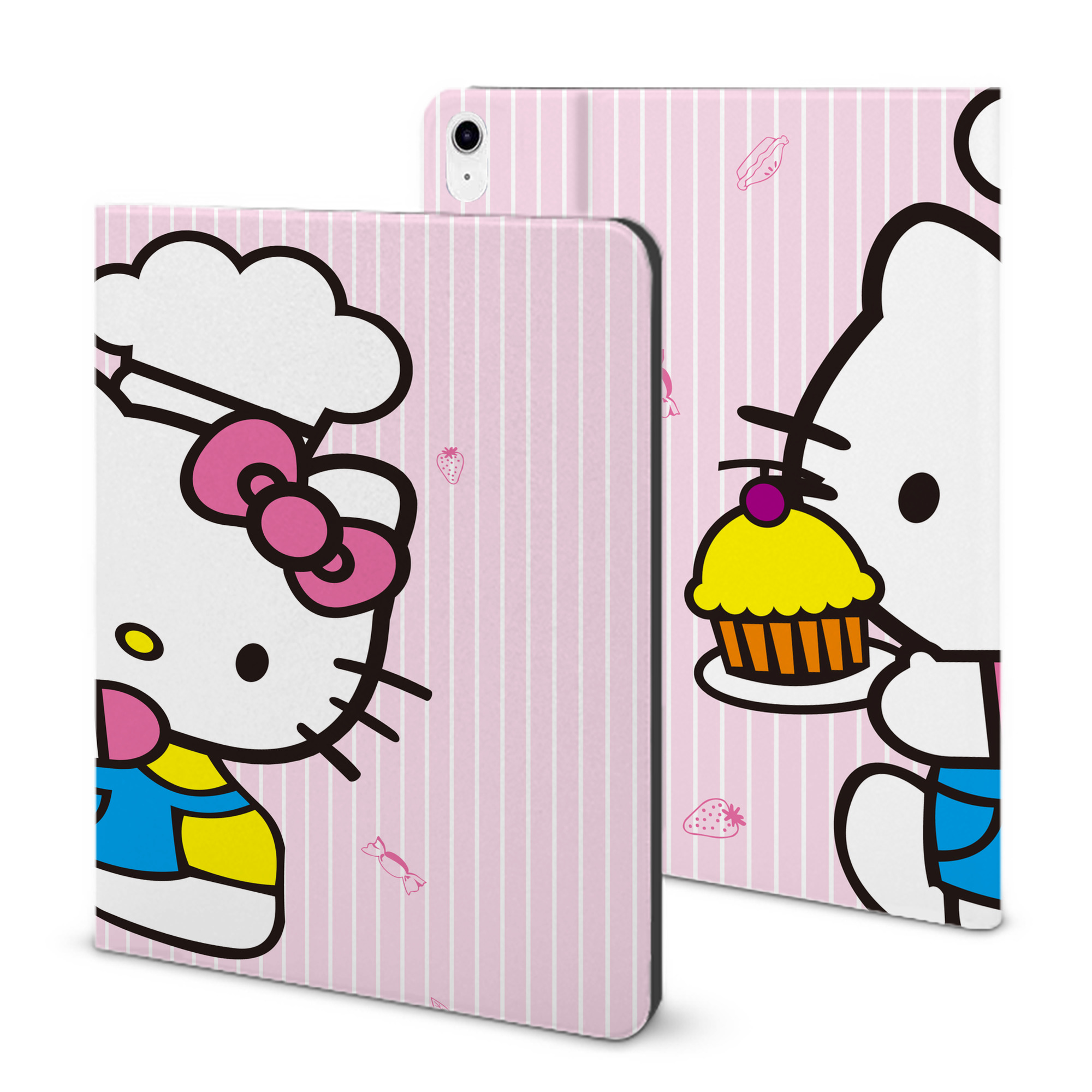 （画像用） Hello Kitty ハローキティ IPad ケース ブック型 PUレザー TPU 耐衝撃 軽量 薄型 ペン収納なし 全面保護 IPad 各モデル対応